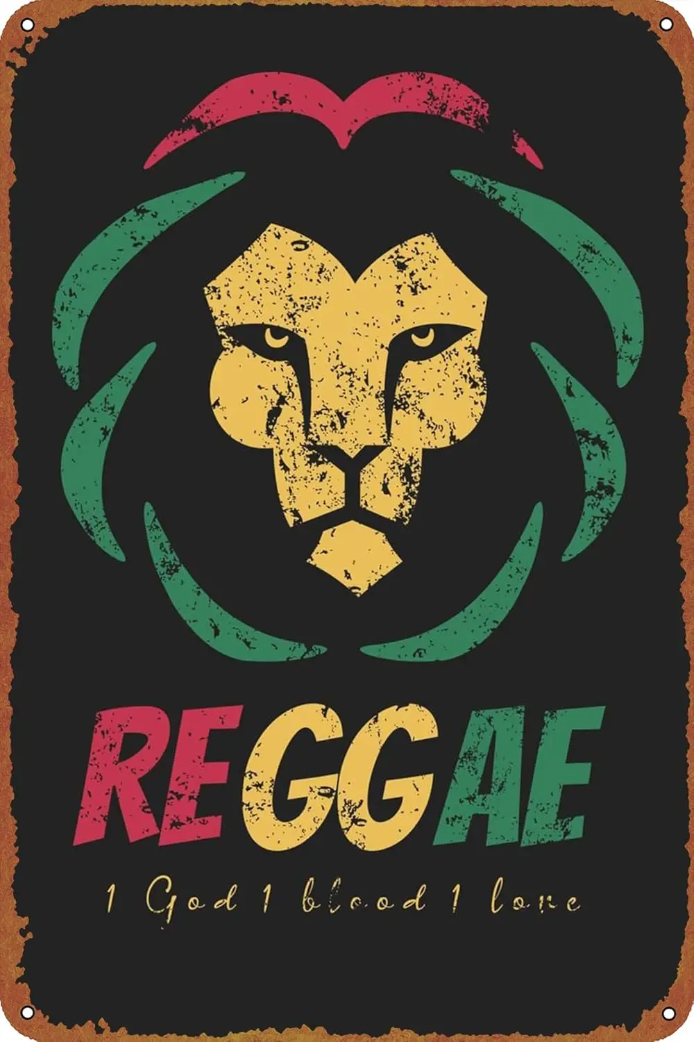 KVYYB Lon Regge Colorful Poster Metl Plque Tn Sgn Vntge Pub Club Cfe br Home Wll rt Decorton Retro 8x12 nches