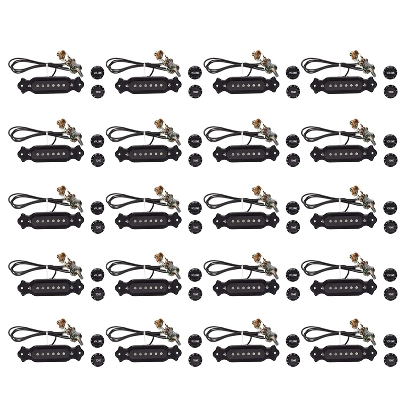 

20X Pre-Wired 6-String Single Coil Pickup Harness With Volume & Tone Pots For Electric Cigar Box Electric Cigar Box