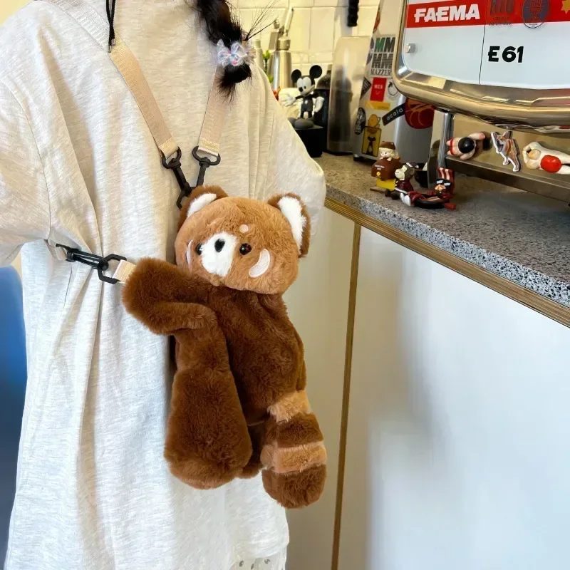 Милый плюшевый рюкзак с изображением енота и панды — многофункциональная сумка