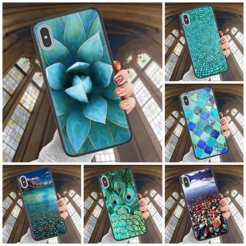

Turquoise Stone Flora Feather Features Soft TPU Phone Shell Case For Samsung S10 S10E S20 S21 S22 S30 2020 FE Lite Plus Ultra 5G