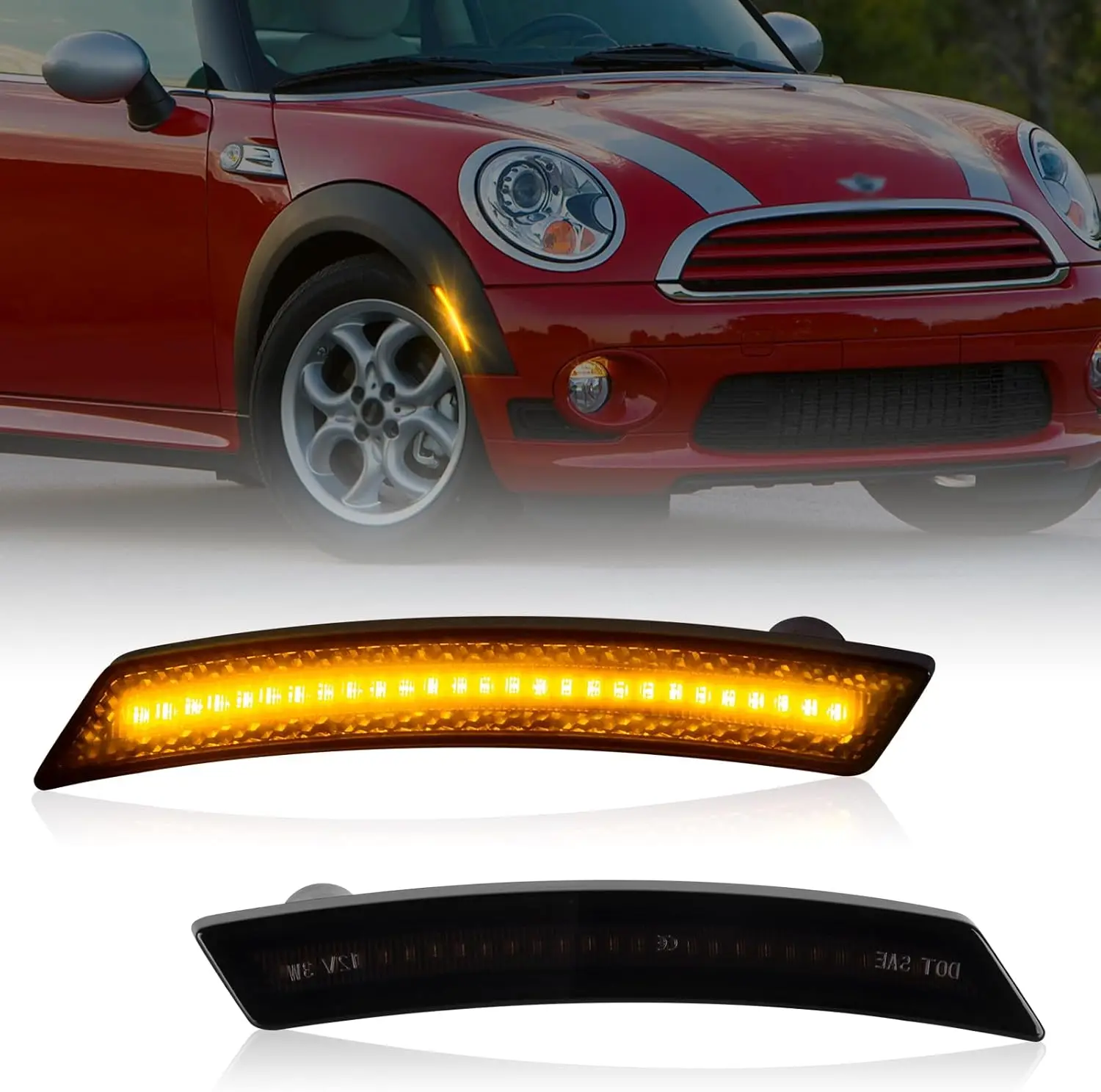 

Для Mini Cooper R55 R56 R57 R58 R59 R60 R61 дымчатые линзы светодиодные боковые габаритные фонари янтарные передние красные задние боковые фонари на крыльях