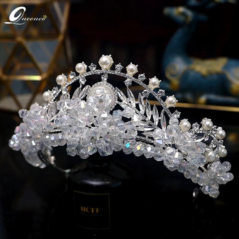 

New Pearl Crown Crystal Headbands Bridal Tiara Headdress Hair Jewelry Luxury Wedding Bride Crowns Gifts Accessories For Women