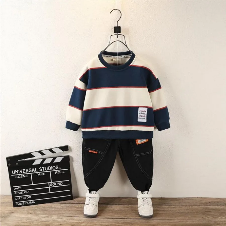 

2-12Y Kids Tracksuit Boys Clothing Sets Spring Casual Stripe Sweatshirt + Pants Boys Clothes Sport Set Children Clothing Suit