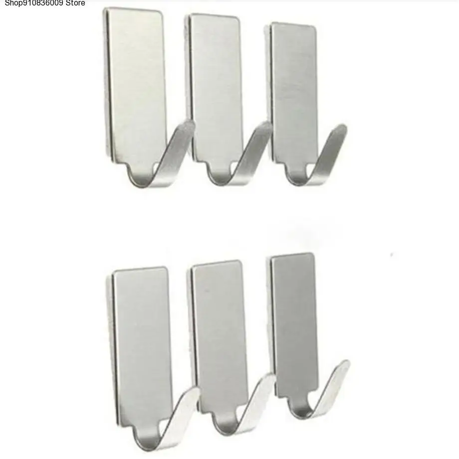 

6 шт. крючки самоклеящиеся домашние кухонные настенные двери держатель из нержавеющей стали Крючки-вешалки Крючки для подвешивания Прямая ...