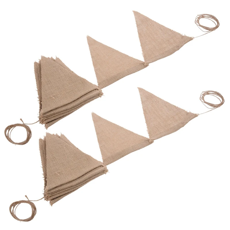 

2X 3.7M Rustic Jute Hessian Burlap Lace Bunting Shabby Chic Wedding Banner