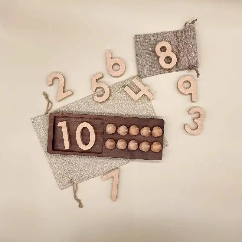Ten Array Number Building Blocks Educational Toy Deluxe The Frame Australia Teaching Aid Black Walnut Log For Preschool Children |
