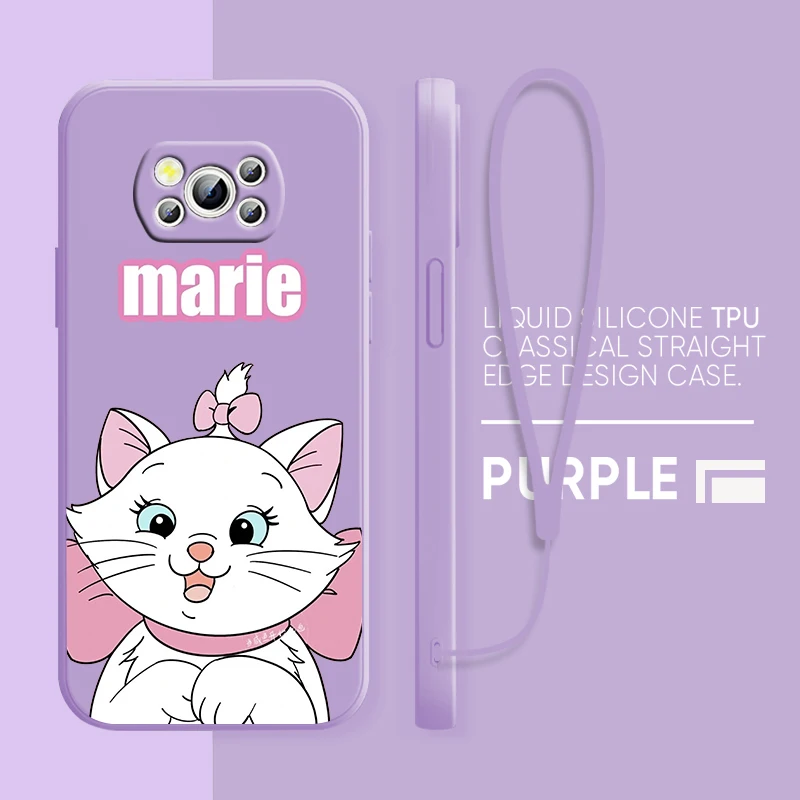 

Marie Cat Cute Cartoon Phone Case Xiaomi POCO M4 X4 F4 C40 X3 NFC F3 GT M4 M3 M2 Pro C3 X2 4G 5G Liquid Rope Cover Coque Capa