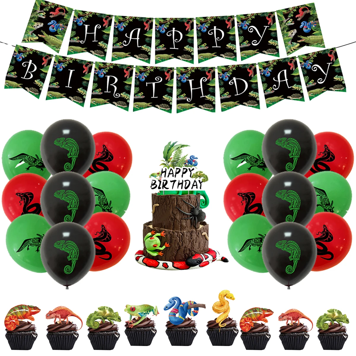 Украшения для дня рождения рептилий болотный баннер на день декорация воздушные