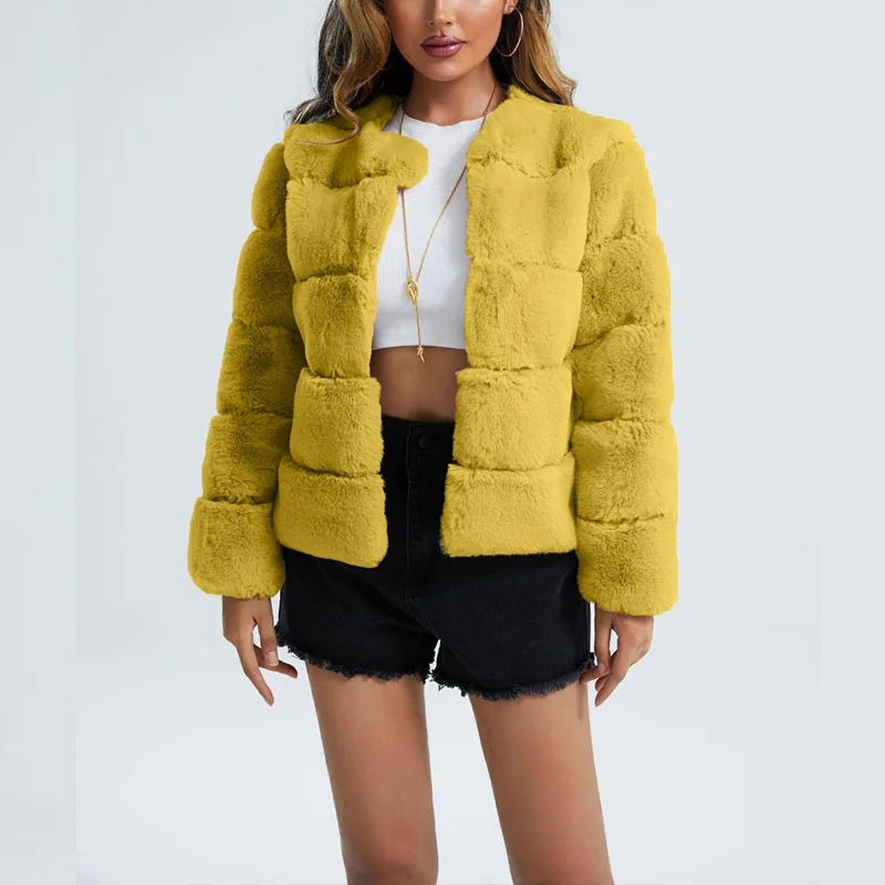 2022 Women's Faux Fur Coat Imitation Fox Fur Winter Warmth Fashion Short Jacket Large Size Ladies Streetwear Fur Coat