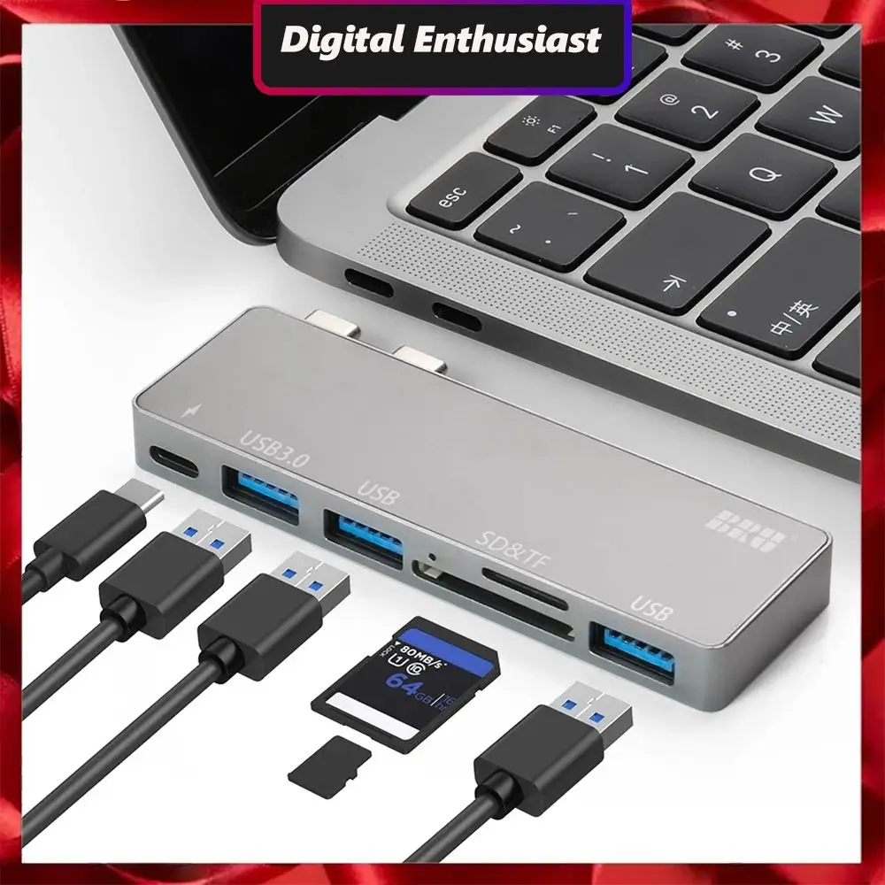 

Usb 3.0 Splitter Usb Type C Hub 6 In 1 With Sd / Tf Card Reader Slot Usb2.0/usb3.0 Docking Station 6 In 1 Universal Compact