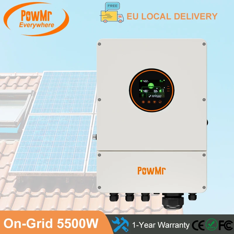 

SunSmart 5500W 48Vdc On-Grid Solar Inverter 230V AC 100A MPPT Charger Controller Max PV 500Vdc Fit Lead-acid or Lithium Battery