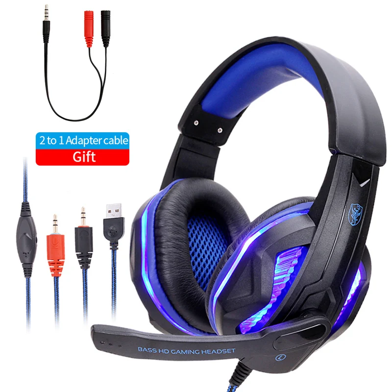 

Cool LED Wired Headphones With Microphone Gaming Headphone For PC Headset Gamer Stereo Gaming Earphone For Computer/PS4/Phone