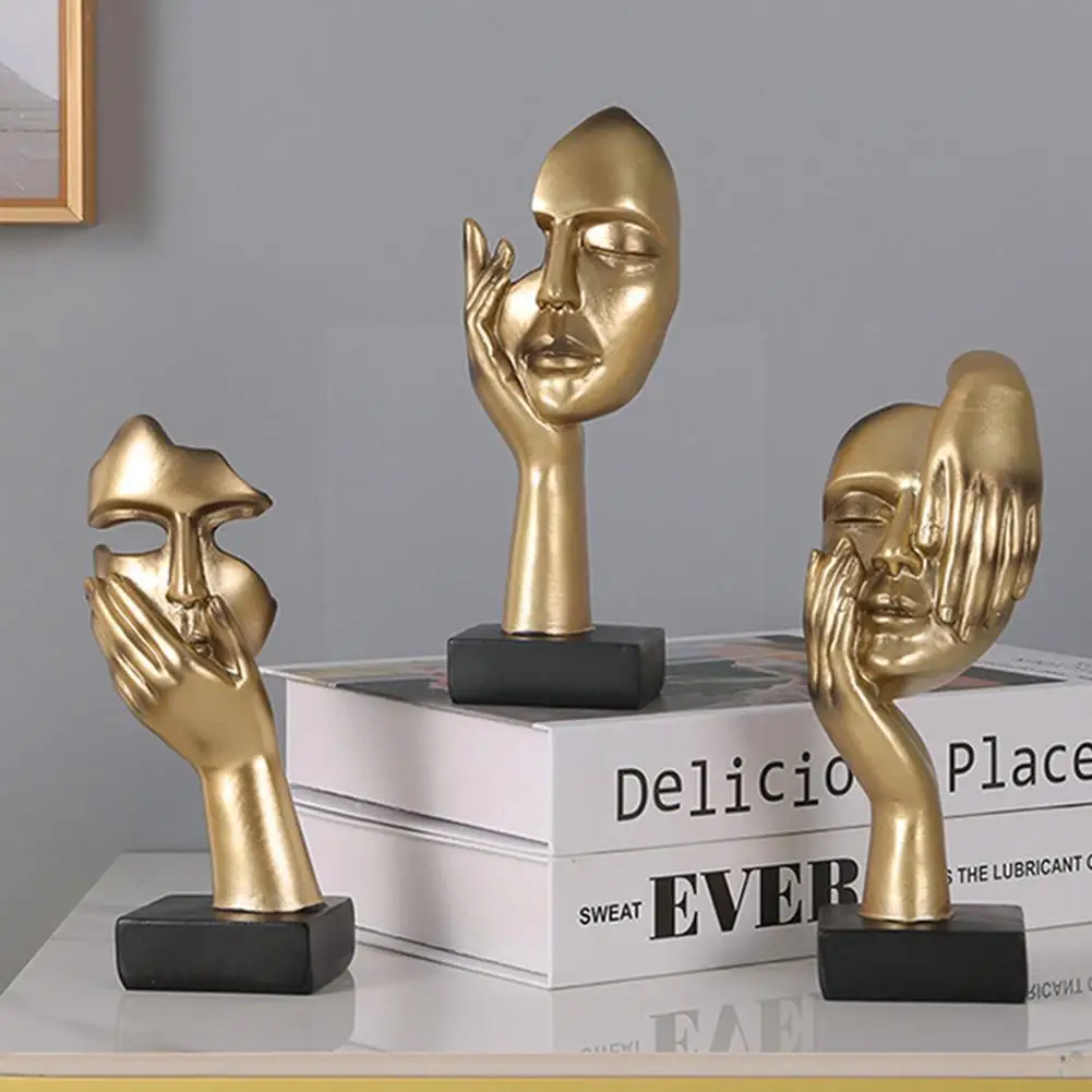 

Statue Abstract Resin Desktop Ornaments Sculpture Facial Craft Home Figurines Art Expression Miniature Nordic Character Fac H1O1