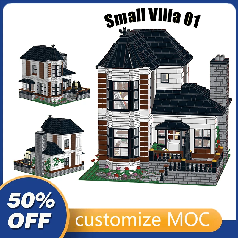 

2386PCS Customized MOC Modular Small Villa 01 street view Model Building Blocks Bricks Children birthday toys Christmas gifts