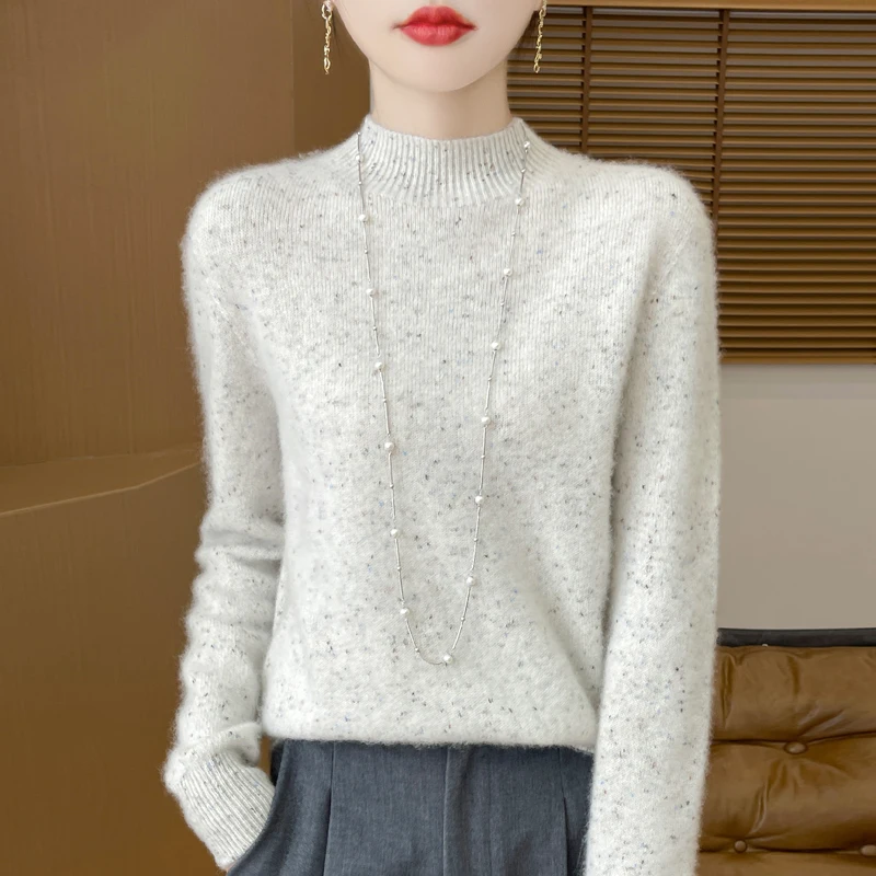 Свитер из 100% австралийской шерсти женская модная основа с полувысоким