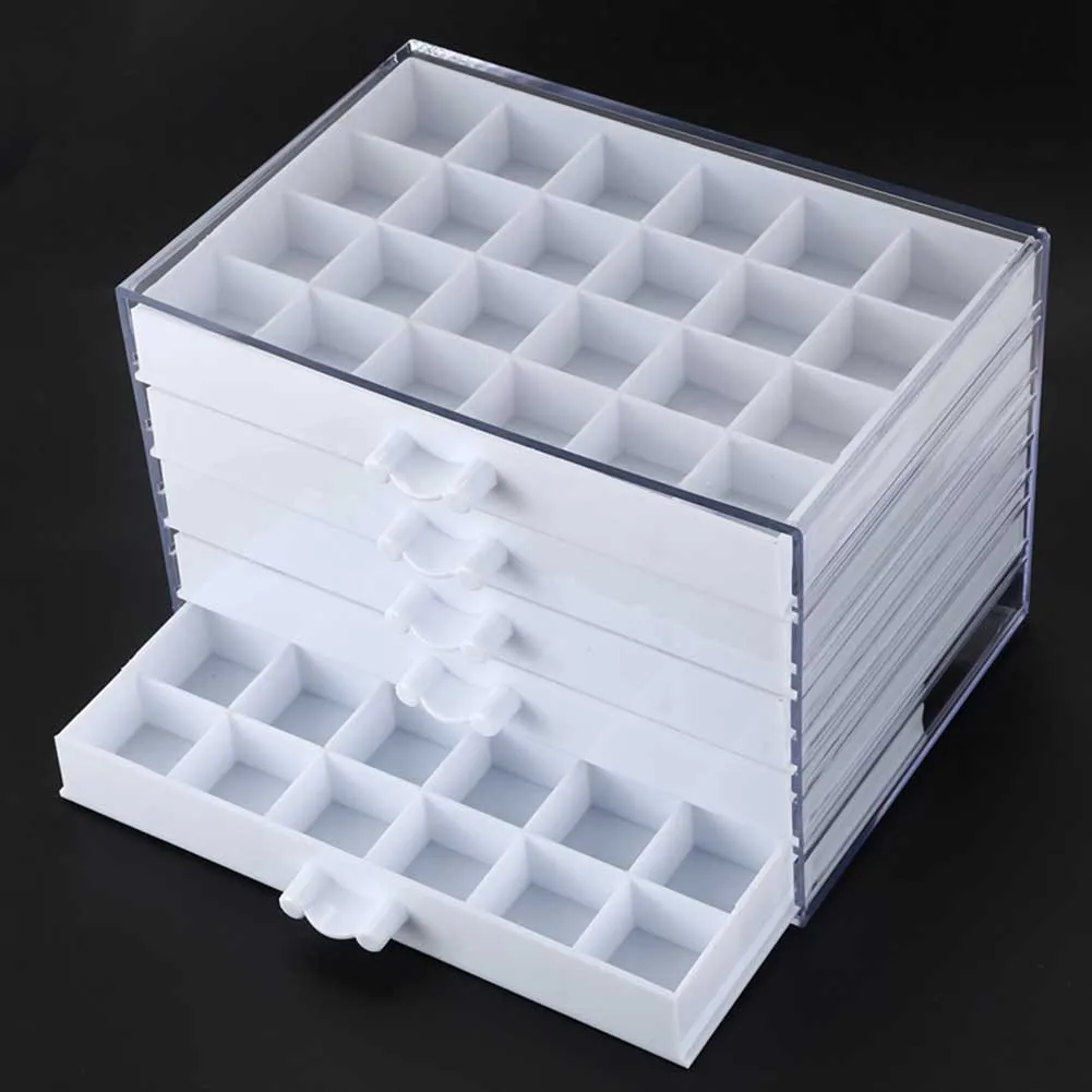 

120 Grids Nail Art Acrylic Home Drawer Type Storage Case Organizer Holder 5 Layer Large Capacity Manicure Tool Empty Box Jewelry