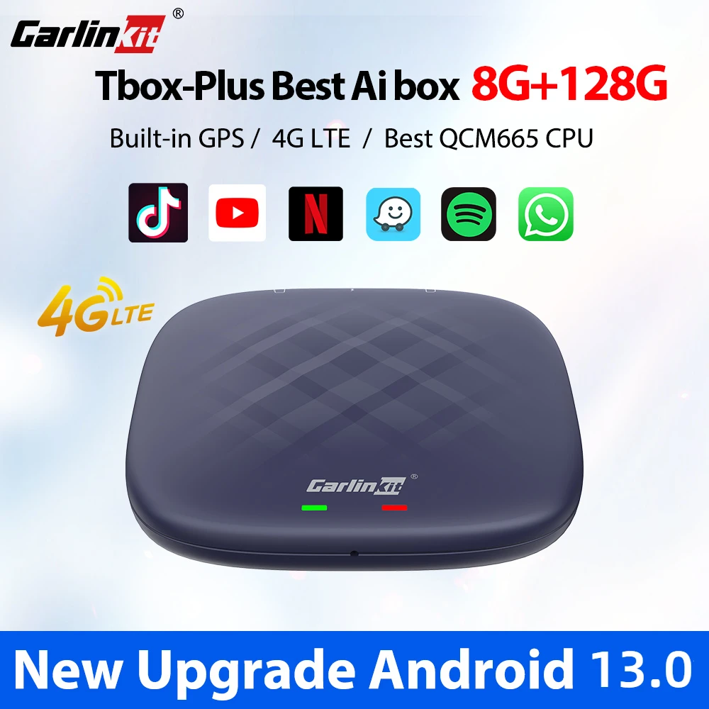 

8+128G Best Android 12 Android TV Box Netflix IPTV CarPlay Wireless Android Auto Ai Box Spotify QCM665 WiFi 4GLTE GPS CarlinKit