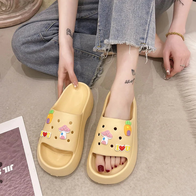 4.5cm Thick Bottom Women Flip Flops Fashion EVA Non-slip Women Slippers Indoor Soft Indoor Couple Slippers Sandals Beach Shoes
