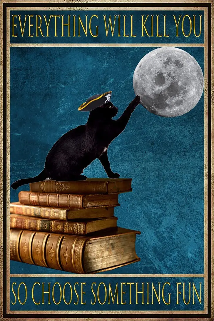 

Lilenyu Vintage Signs Decor for Cat Lovers Black Cat Gifts Funny Poster for Home OfficeMan Caves Kitchens Outdoor Wall Art Decor