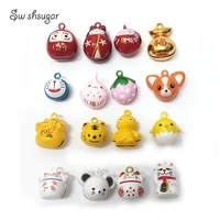 many styles enamel cartoon jingle bell charms jewelry christmas pet cat dog pendant handmade crafts accessories