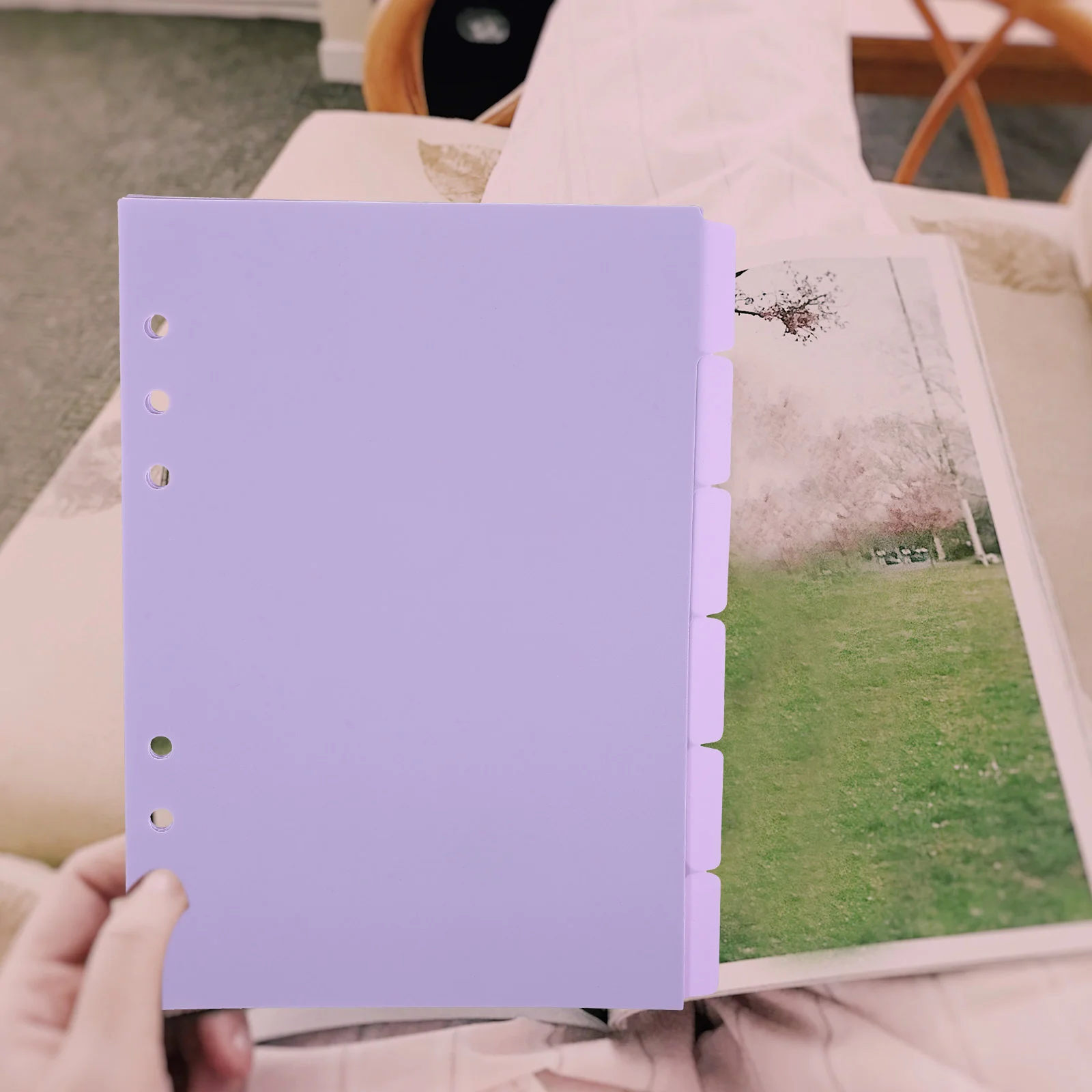 6 szt. Przekładki papieru do segregatorów z zakładkami 6-otworowy dziurkacz Materiały biurowe Plastikowe przekładki Segregatory