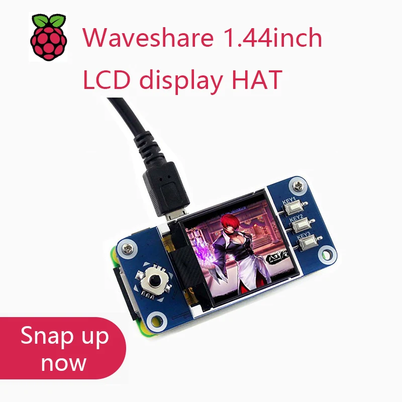 Плата ЖК-дисплея Waveshare 1,44 дюйма для Raspberry Pi 2B/3B/3B +/Zero W,128x128 пикселей, интерфейс SPI, драйвер ST7735S