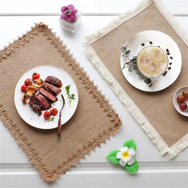 

New Woven Coaster Ins Wind Nordic Placemat Cotton And Linen Dining Table Insulation Pad Shooting Props Home Jute Decorative Mat