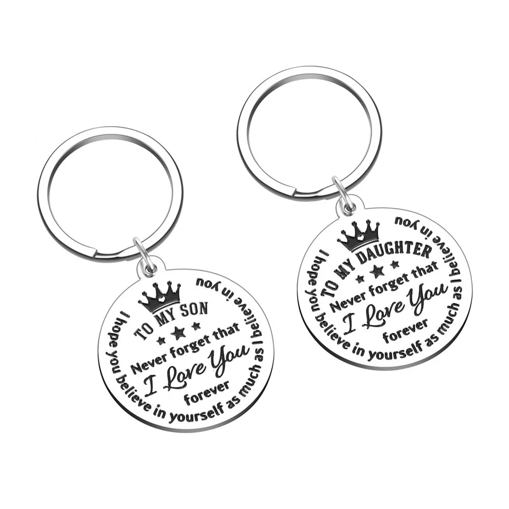 

TO My Son Daughter Keychain Gifts From Mom Dad Mother To Boys Girls Inspirational Gifts for Him Men Teen Kids Gifts Wholesale