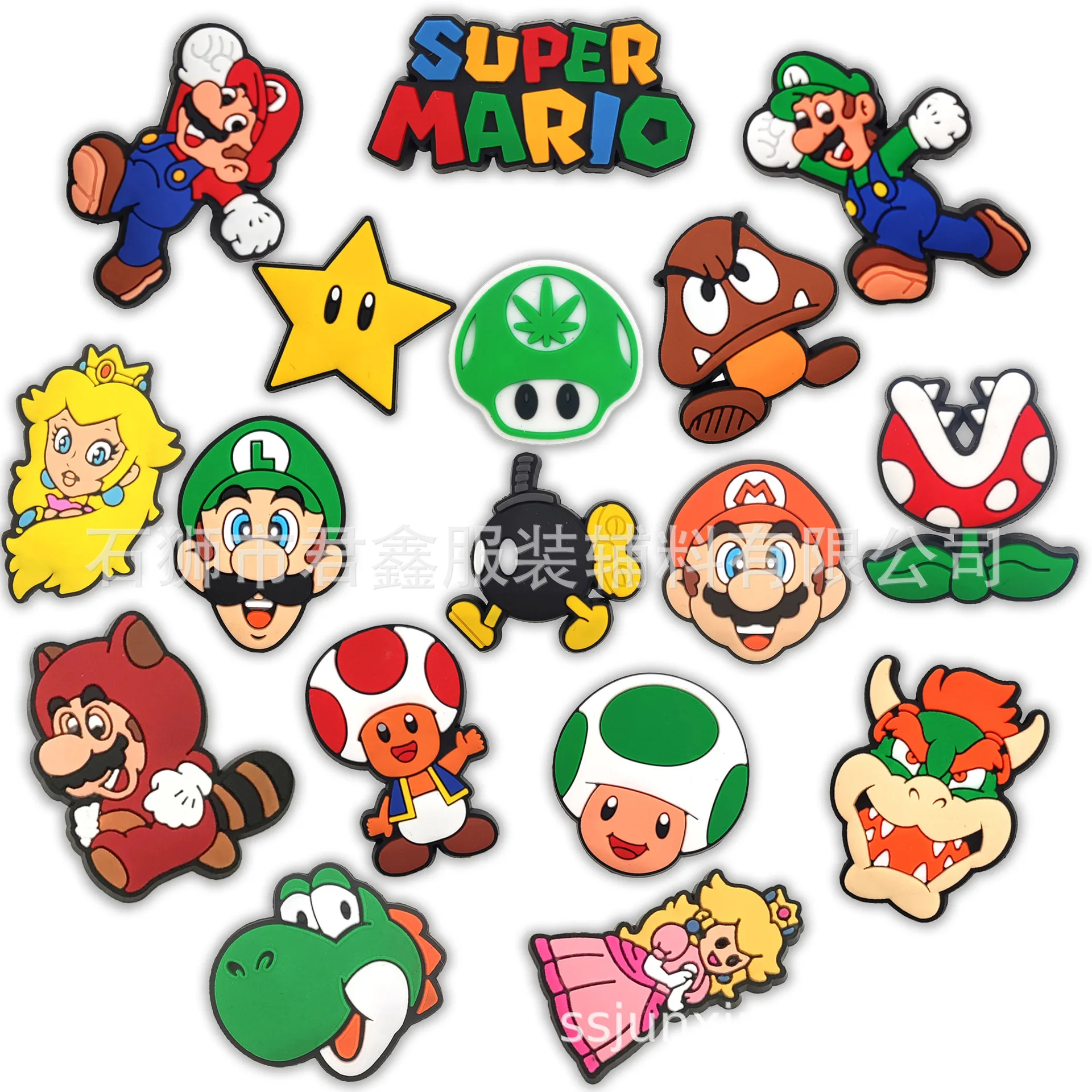 1pcs Super Mario Shoe Buckle Adventure Game Princess Dinosaur Thong PVC Cartoon Crocs Accesoires Charms Kids Party X-mas Gifts