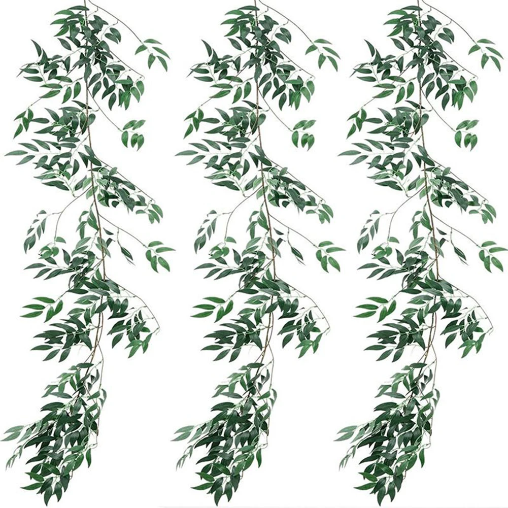 

1Pc 1.8M Artificial Fake Willow Garland Leaf Silk Leaves Plastic Vine Outdoor Decor For Wedding Party Home Garden Coffee House