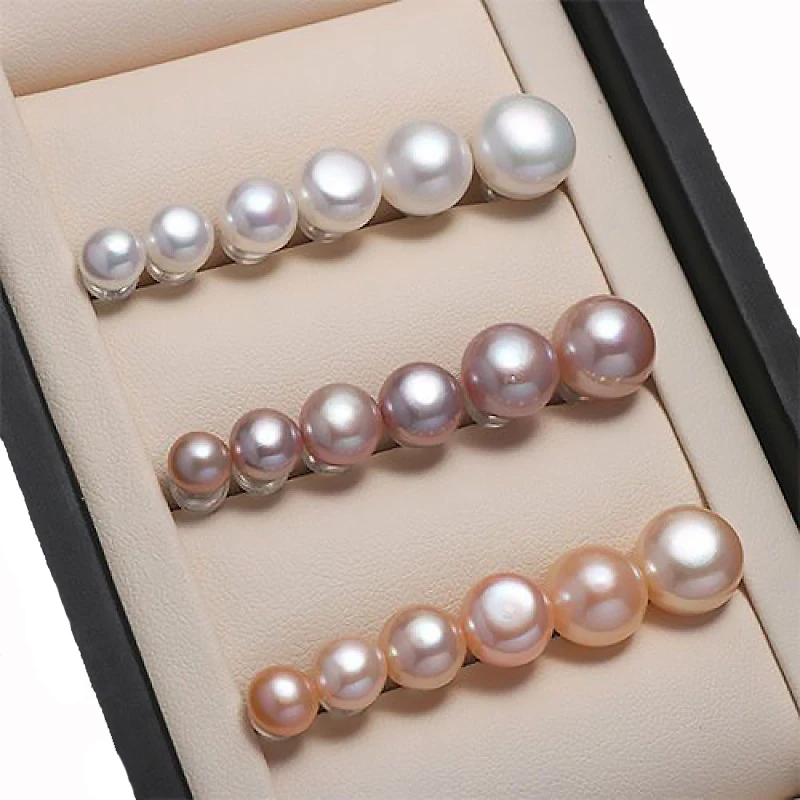 

100% Natural Pearls Stud Earrings Real Freshwater Cultured Pearls 925 Metal Earring Wedding Fashion Jewelry Gifts for Women