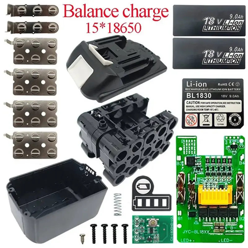 Корпус литиевой батареи ABWZ-2X BL1890B с платой BMS PCB для балансировки заряда и защиты, для 18В BL1860 9.0Ач (art.: 3920d8abb2f52) - 3920d8abb2f52