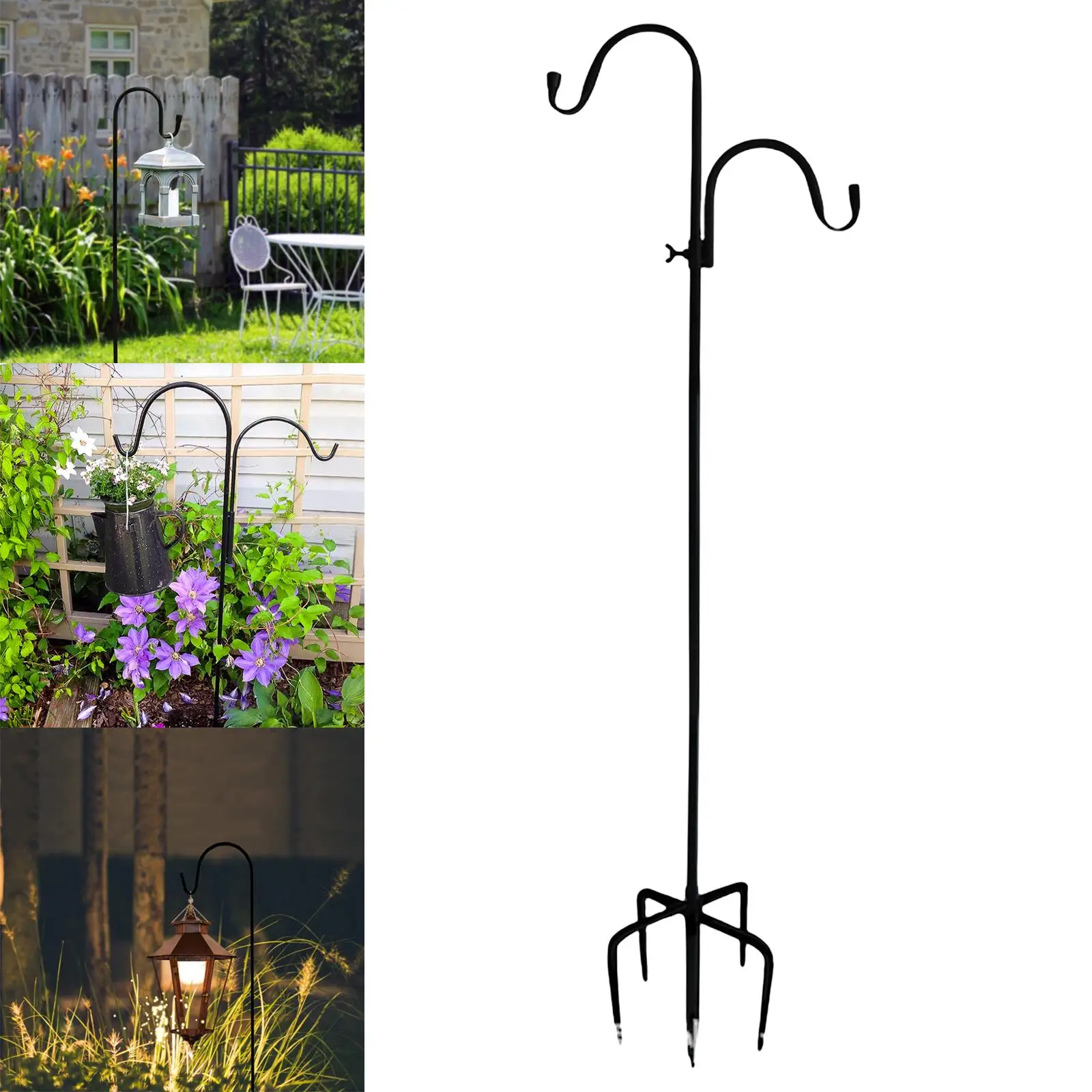 

Shepherds Hook Garden Ground Plant Stand Rust-Proof Ground Rod Metal Garden Poles for Flower Basket Bird Feeders Garden Ornament