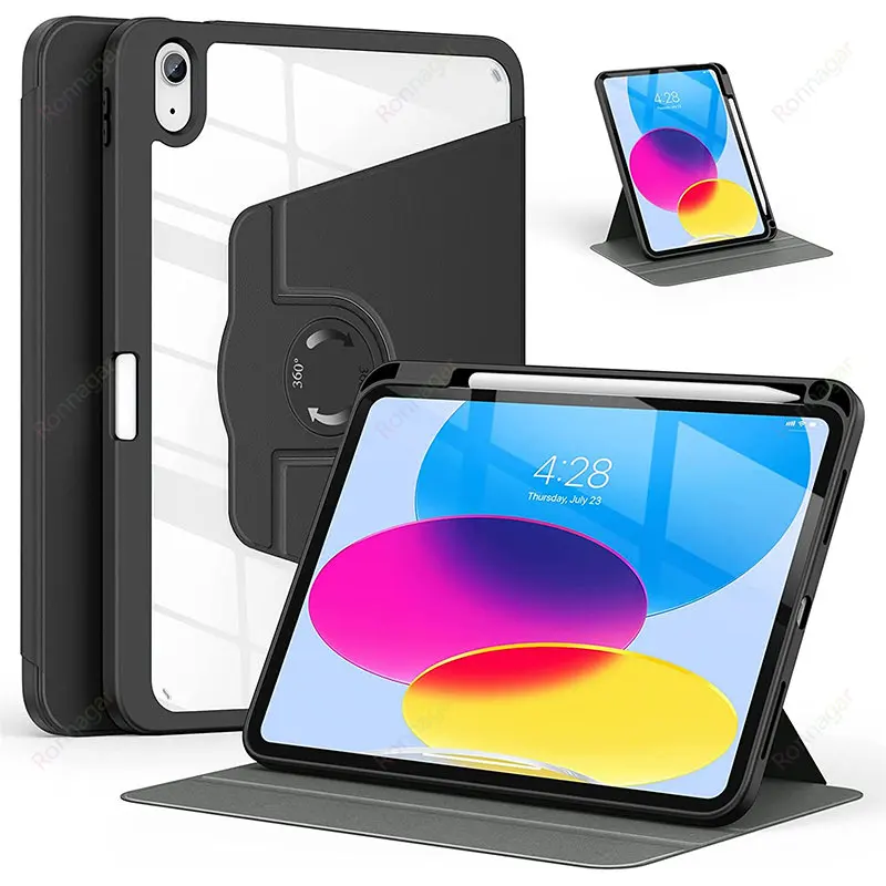 

With Pencil Holder Funda for New iPad 10th Generation Case 2022 360 Rotating Cover for iPad Air Case 4th 5th Generation10.9 Inch
