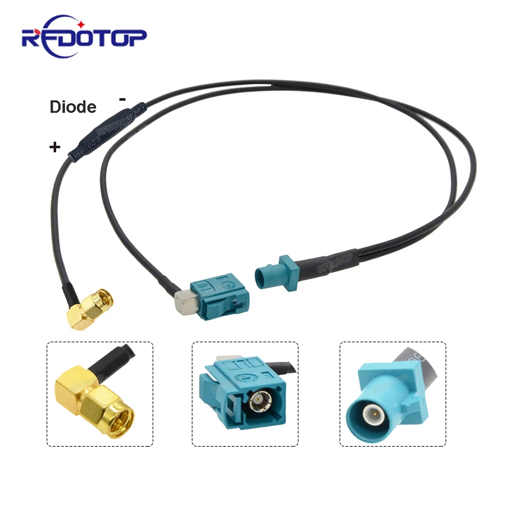 

RG174 Pigtail Fakra Z to SMA Male/Fakra Z Female Right Angle Y Type Splitter Cable With Diode Car GPS Antenna Extension Cord