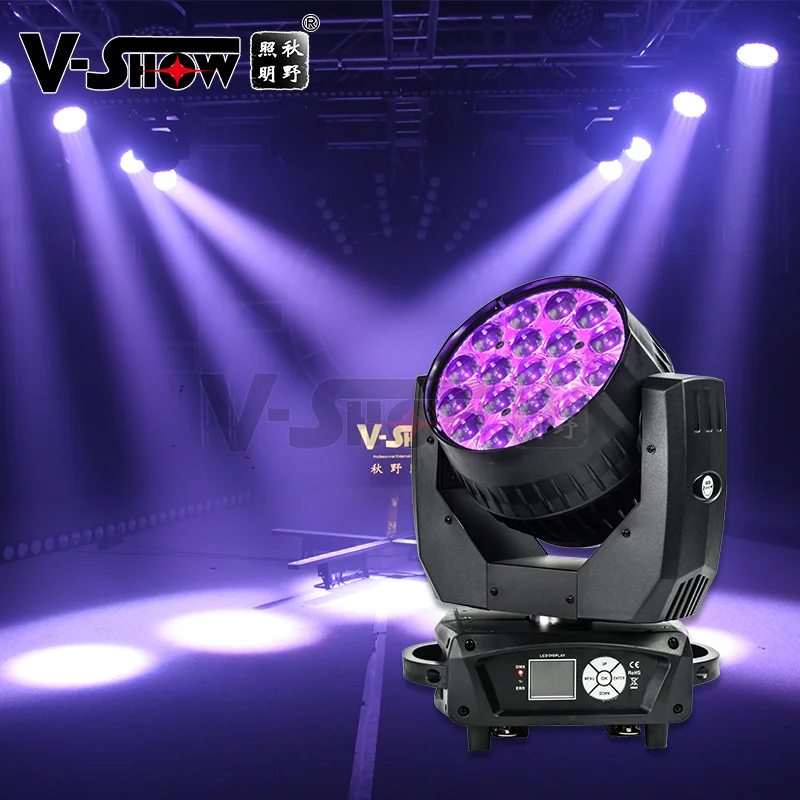 

V-Show Mac Aura 19*15W RGBW 4in1 Beam Wash Zoom With Halo Stage Lights LED Moving Head Light For Wedding DJ