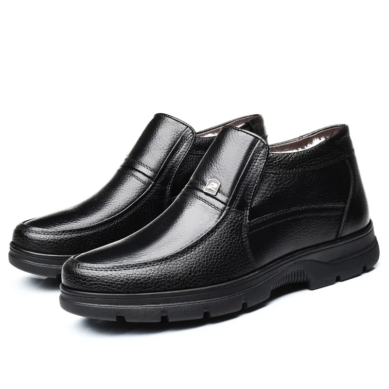 

Winter 2022 Cotton Shoes Large Size Leather Wool High Top for Middle Age Plus Fleece Warm Thick Non-slip Dad Cotton Leather35-48