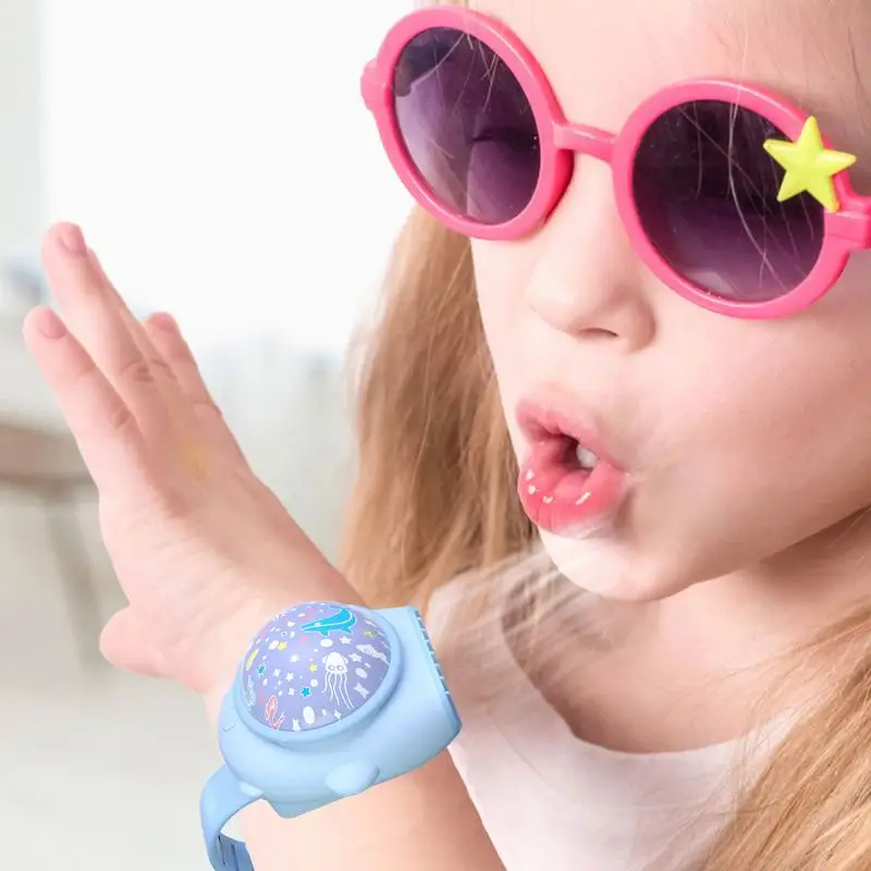Watch Fan For Kids Portable Handheld Wrist Fan USB Rechargeable Cartoon Fan For Children Boys Girls Pink Blue Yellow images - 6