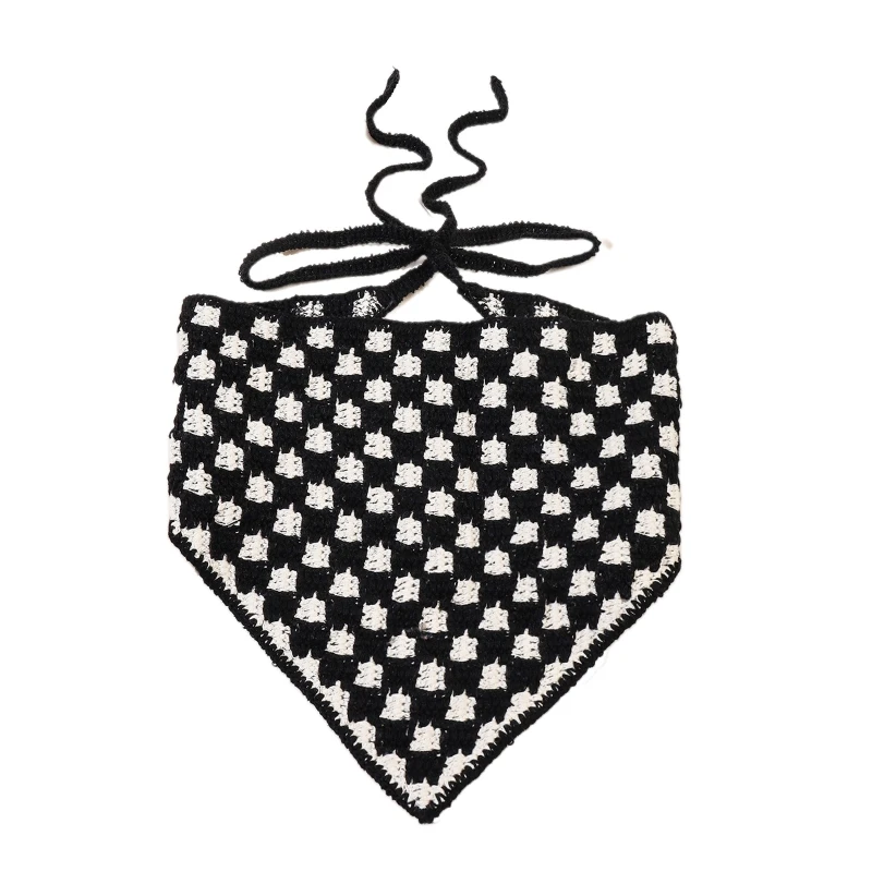 

Женская дышащая вязаная бандана вязаный головной платок с милым рисунком тюрбан с завязкой на спине треугольная головная повязка красивый ...