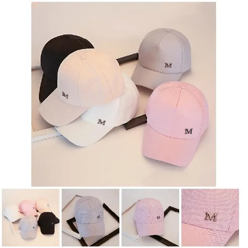 

Fashion Ladies Baseball Caps M Letter Solid Color Sunscreen Cap Girls Back Button Cap Daily Casual Out Of The Street Travel Hats