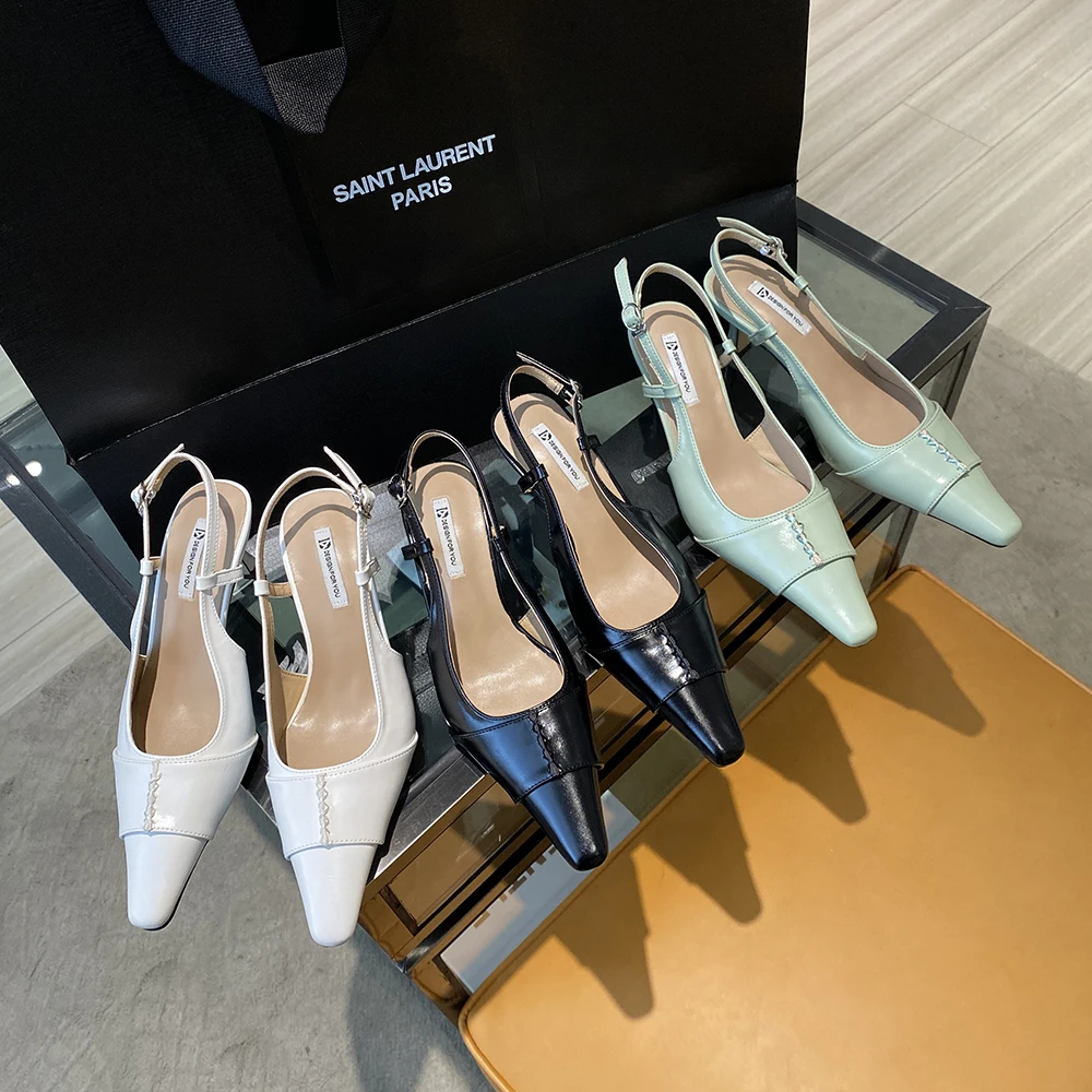 

Fashion Women Sandals Pointed Toe Summer Dress Shoes Thin High Heels Elegant Party Pumps Ladies Slides Mules Shoes Size 35-39