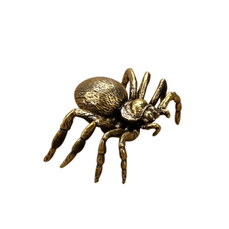 

Solid Copper Spider Figurines Miniature Creative Desktop Toy Decoration Crafts Accessories Vintage Brass Animal Tea Pet