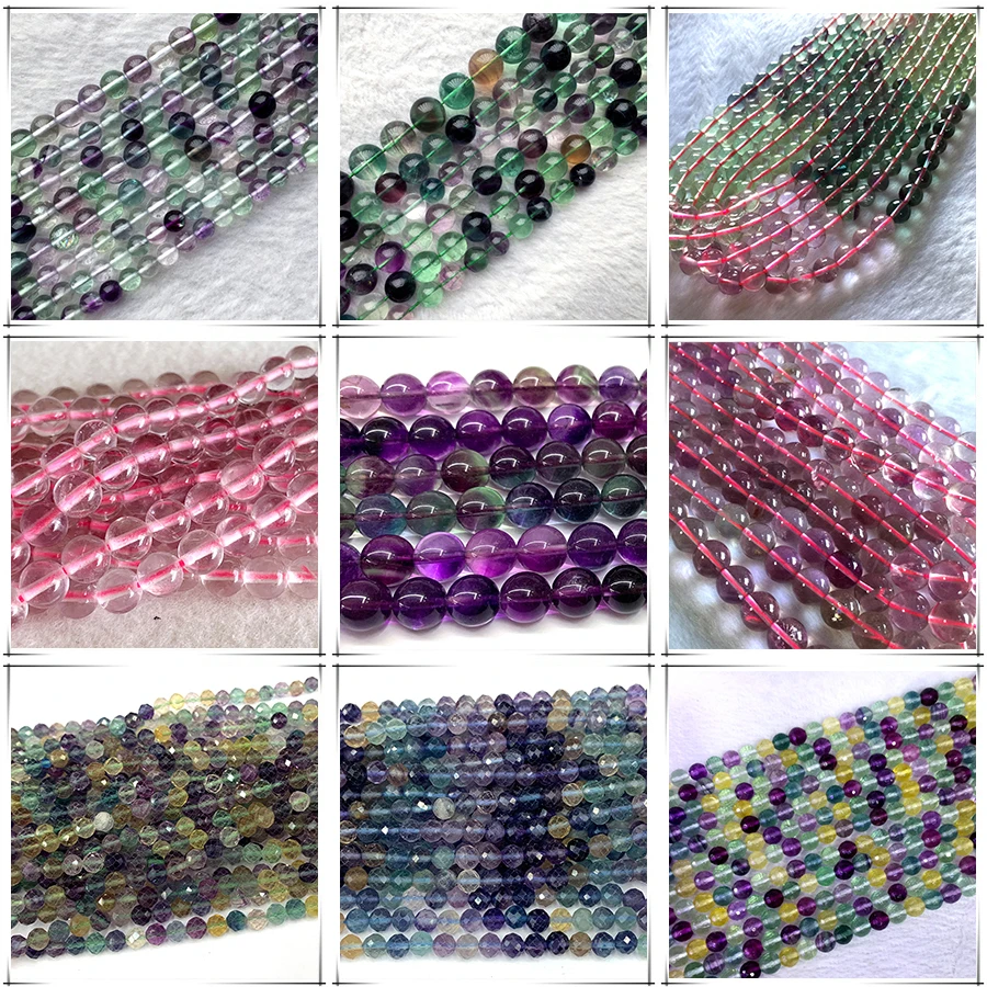 

Icnway Natural Fluorite round flat round faceted 39-40cm beads for jewelry making wholesale