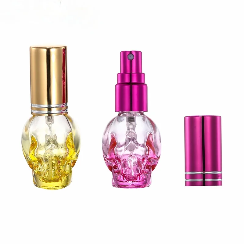 

1PC 8ml Skull Design Perfume Bottle Portable Travel Perfume Atomizer Glass Spray Scent Pump Case Empty Mix Color