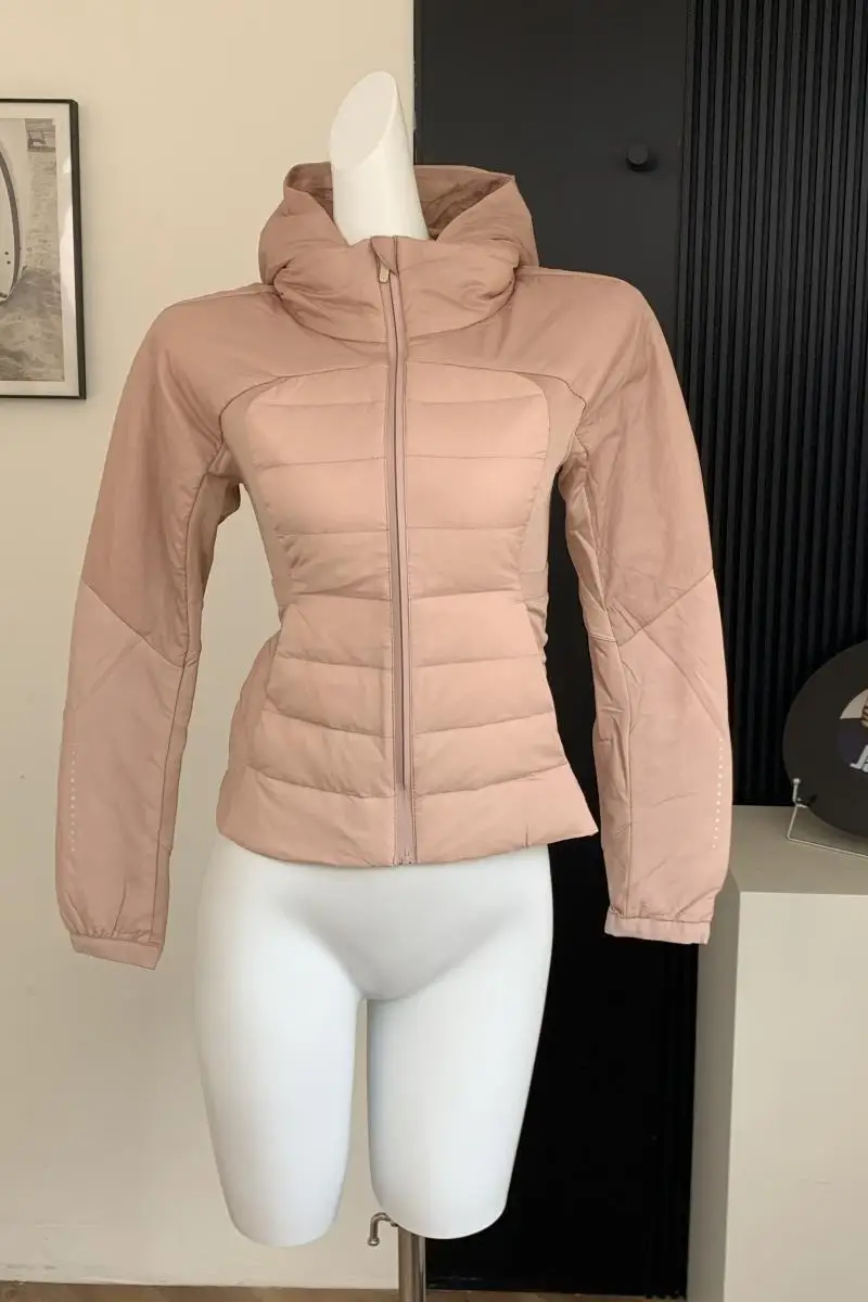 Women's Ultra Light Down Jacket 90% White Duck Female Slim Fit Yoga Lulu Trendy Portable Hoodie Outwear Coats DJ03