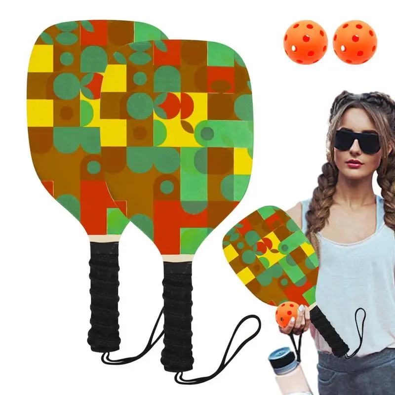 

Pickleball Paddle Wood Pickleball Set With Ergonomic Cushion Grip Anti-Slip Breathable Handle With Bump Particles Gift For