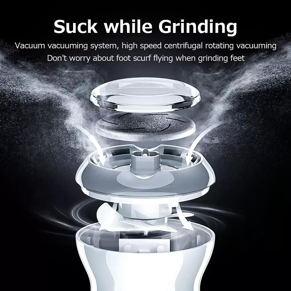 

Portable Electric Vacuum Adsorption Foot Grinder Electronic Foot File Pedicure Tools Callus Remover Feet Care Sander with 4 Pcs