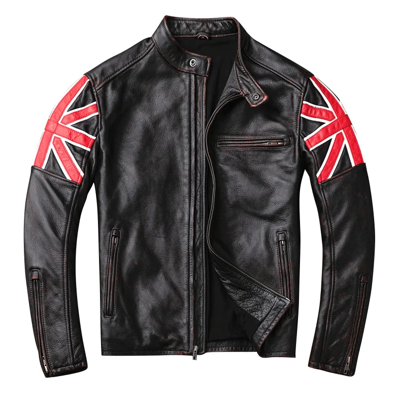 

Free shipping.2023 new Mens vintage motor style,Plus size cowhide Jacket,fashion genuine Leather jacket. slim leather coat,