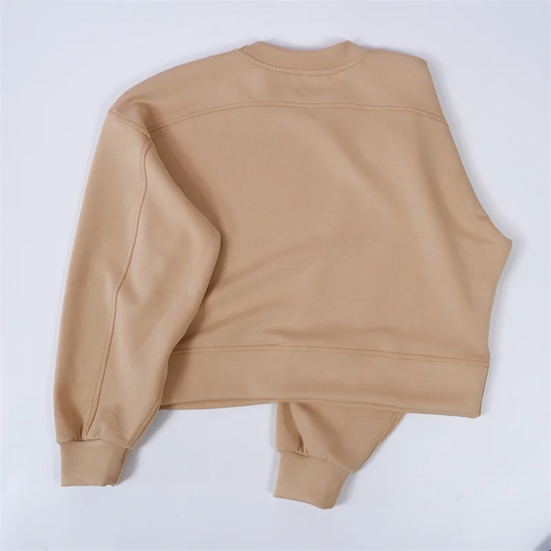 Luluwomen Sport Pullover Long Sleeve Oversized Leisure Sweatshirt Fitness Yoga Short Loose Jacket Gym Wear Training Clothes