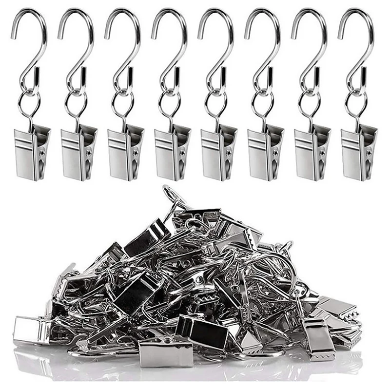 

10 Pcs Metal Window Curtain Hook Clips Bathroom Shower Curtain Clip Fasteners S-hooks